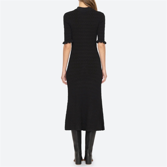 Sea New York Rue Knit S/SLV Midi Kjole, Sort